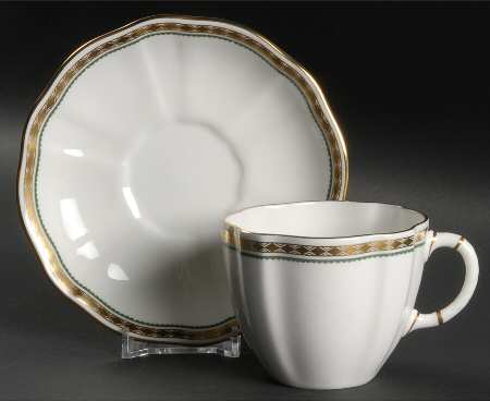 Carlton Green Flat Cup & Saucer Set