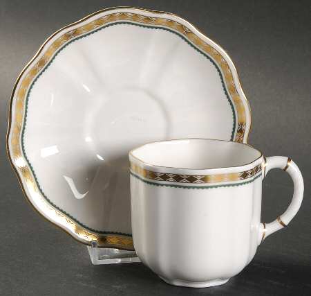 Carlton Green Flat Demitasse Cup & Saucer Set