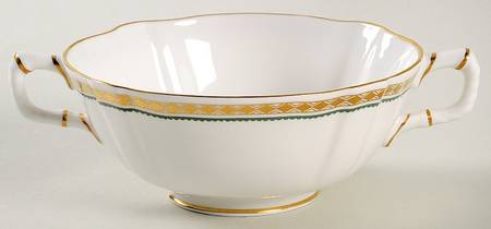 Carlton Green Footed Cream Soup Bowl