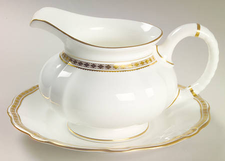 Carlton Gold Round Gravy Boat & Underplate