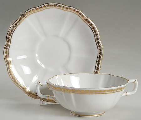 Carlton Gold Footed Cream Soup Bowl & Saucer Set