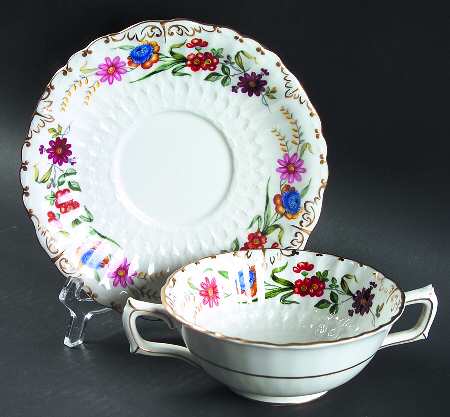 Chatsworth Footed Cream Soup Bowl & Saucer Set