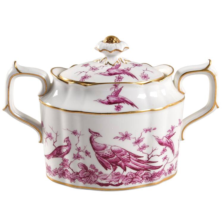 Chelsea Bird Red Pink Sugar Bowl & Lid