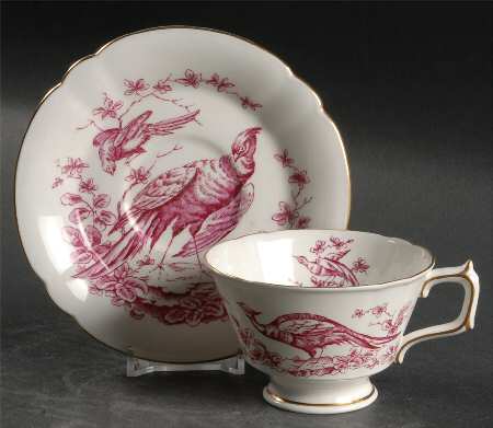 Chelsea Bird Red Pink Footed Cup & Saucer Set