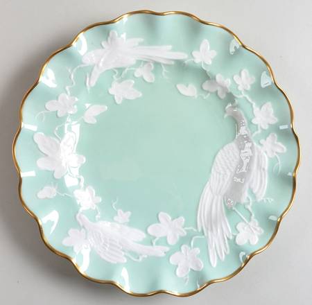 Chinese Birds Celadon Sheffield Dessert Plate