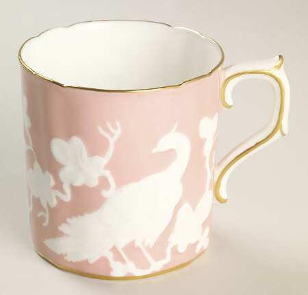 Chinese Birds Salmon Flat Demitasse Cup