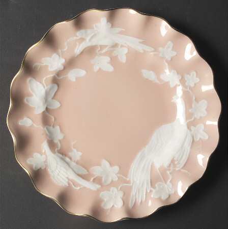 Chinese Birds Salmon Sheffield Dessert Plate