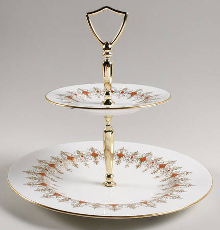 Cherbourg 2 Tiered Serving Tray (Dinner & Salad Plate) by Royal Crown Derby