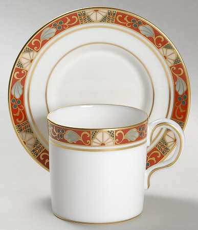 Cloisonne Flat Demitasse Cup & Saucer Set