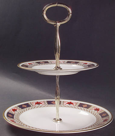Derby Border 2-Tiered Serving Tray (Salad & Bread/Butter Plate)