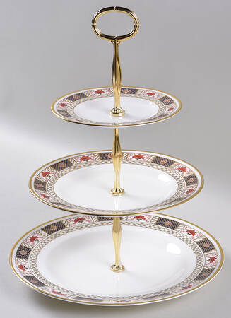 Derby Border 13 7/8"-14 1/4" 3-Tiered Serving Tray(DP,SP,BB) HC