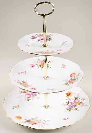 Derby Posies 13 7/8"-14 1/4" 3-Tiered Serving Tray(DP,SP,BB) HC