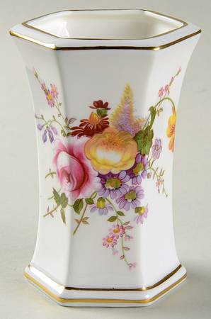 Derby Posies 4" Hexagonal Vase by Royal Crown Derby