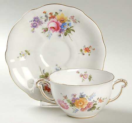 Derby Posies Flat Bouillon Cup & Saucer