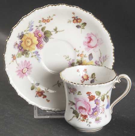 Derby Posies Flat Demitasse Cup & Saucer Set