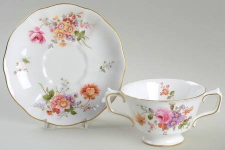 Derby Posies Footed Bouillon Cup & Saucer