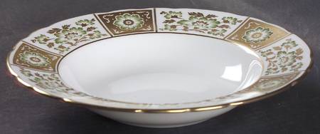 Derby Panel Green Rim Soup Bowl by Royal Crown Derby