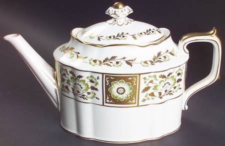 Derby Panel Green Teapot & Lid