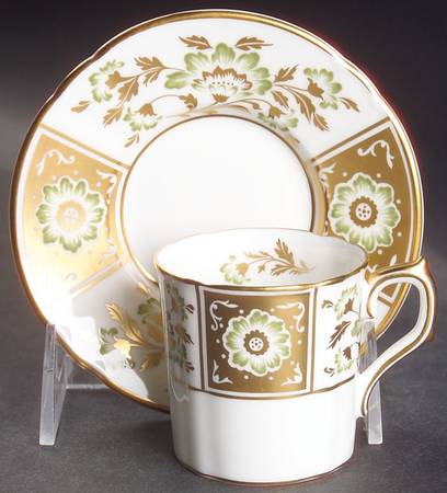 Derby Panel Green Flat Demitasse Cup & Saucer Set by Royal Crown Derby
