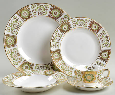 Derby Panel Green 5 Piece Place Setting