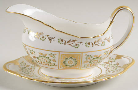 Derby Panel Green Gravy Boat & Underplate
