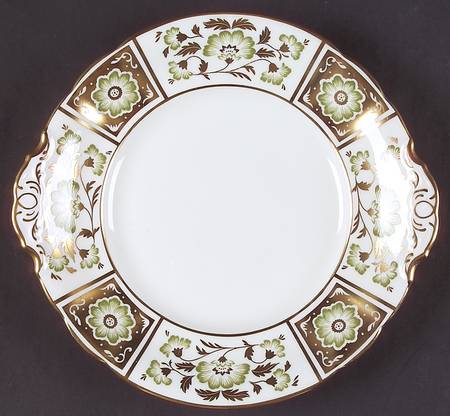 Derby Panel Green Handled Cake/Pastry Plate