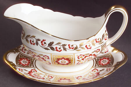 Derby Panel Red Gravy Boat & Underplate
