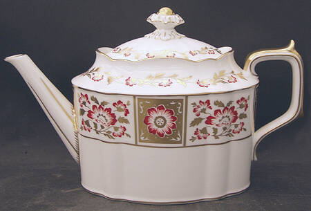 Derby Panel Red Teapot & Lid