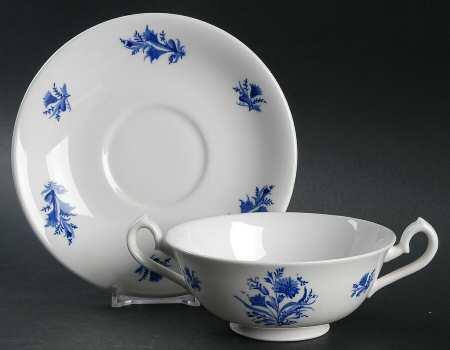 Festival Blue Footed Cream Soup Bowl & Saucer Set