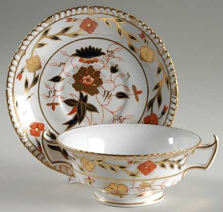 Gadroon Rose Footed Cream Soup Bowl & Saucer Set