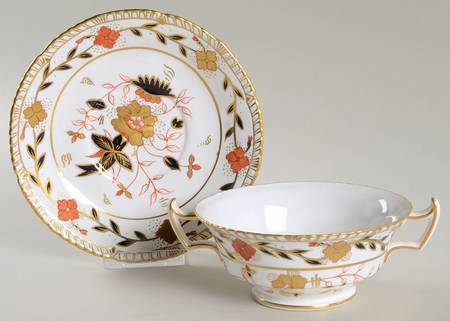 Gadroon Rose Footed Cream Soup Bowl & Saucer Set