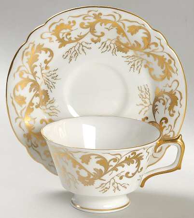 Golden Scroll Footed Cup & Saucer Set