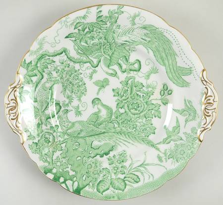 Green Aves Handled Cake/Pastry Plate