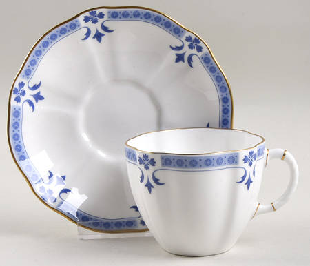 Grenville (Gold Trim) Flat Cup & Saucer Set by Royal Crown Derby