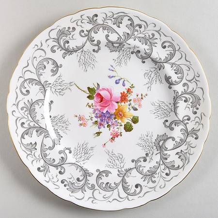 Grey Scroll Salad Plate by Royal Crown Derby