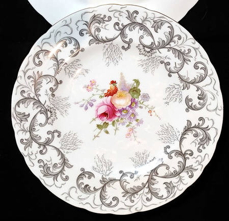 Grey Scroll Salad Plate