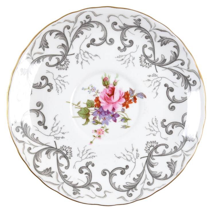 Grey Scroll Saucer for Cream Soup Bowl by Royal Crown Derby
