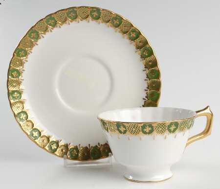 Heraldic Green Footed Cup & Saucer Set
