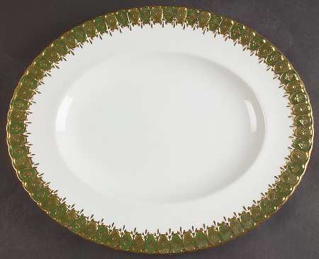 Heraldic Green 13" Oval Serving Platter