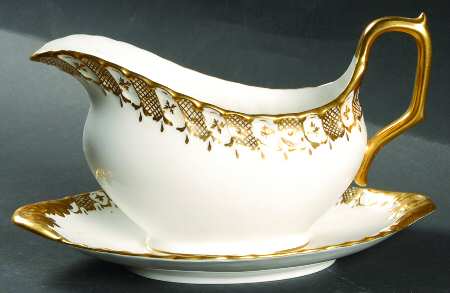 Heraldic Gold Gravy Boat & Underplate