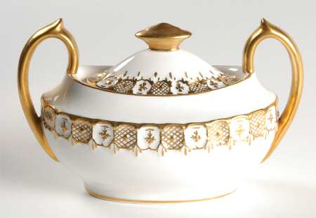 Heraldic Gold Sugar Bowl & Lid