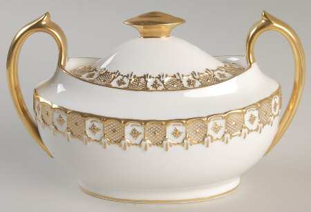 Heraldic Gold Sugar Bowl & Lid