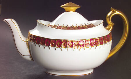 Heraldic Maroon Teapot & Lid