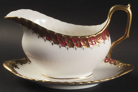 Heraldic Maroon Gravy Boat & Underplate