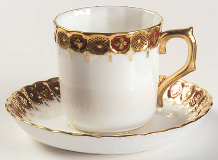 Heraldic Maroon Flat Demitasse Cup & Saucer Set