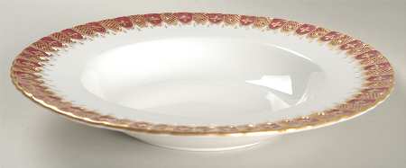 Heraldic Maroon Large Rim Soup Bowl