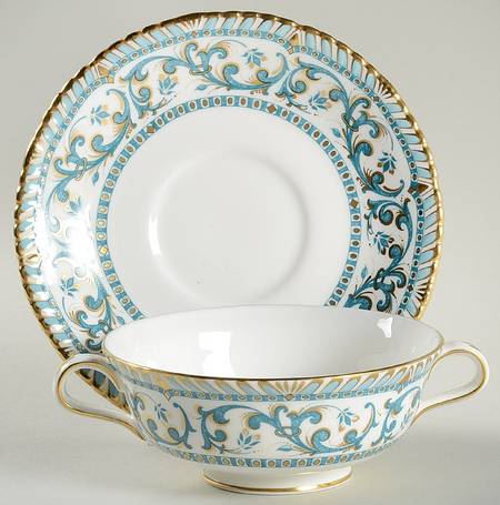 Imperia Footed Cream Soup Bowl & Saucer Set