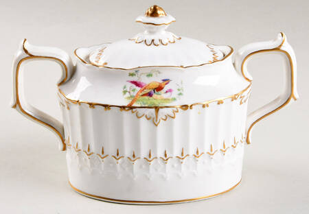 Lowestoft Pheasant Sugar Bowl & Lid