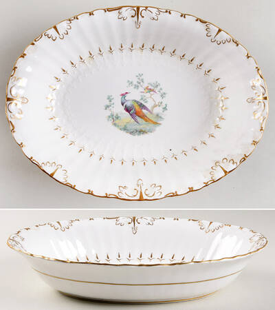 Lowestoft Pheasant 10" Oval Vegetable Bowl
