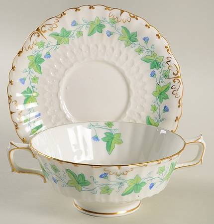 Medway (Burford) Footed Cream Soup Bowl & Saucer Set